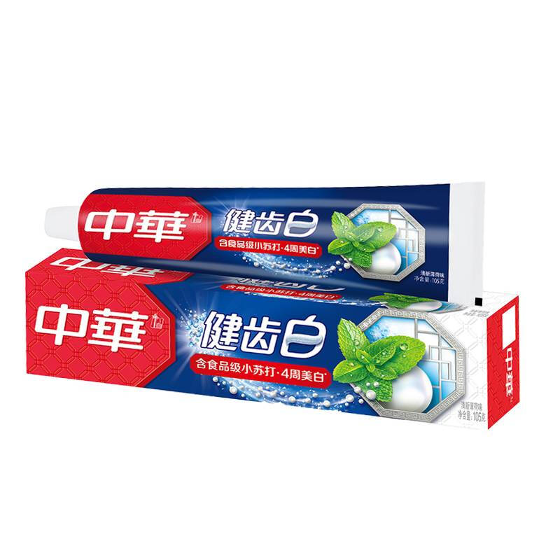 中华健齿白小苏打薄荷牙膏 155G*2支 清新口气 