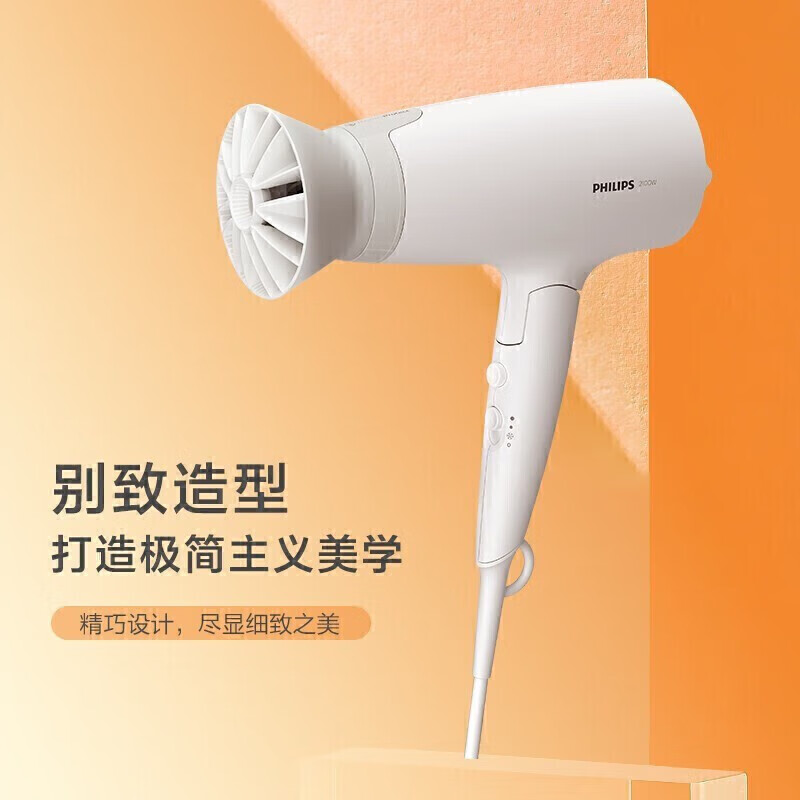 飞利浦（PHILIPS） 吹风机 家用2100W大功率电吹风筒 6种模式恒温护发 可折叠负离子电吹风 BHD378/05 