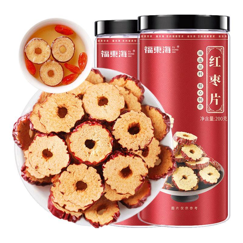 福东海 红枣干400g 新疆大枣无核红枣片 可枸杞桂圆泡水花果茶免洗即食 【新疆】红枣干片400g