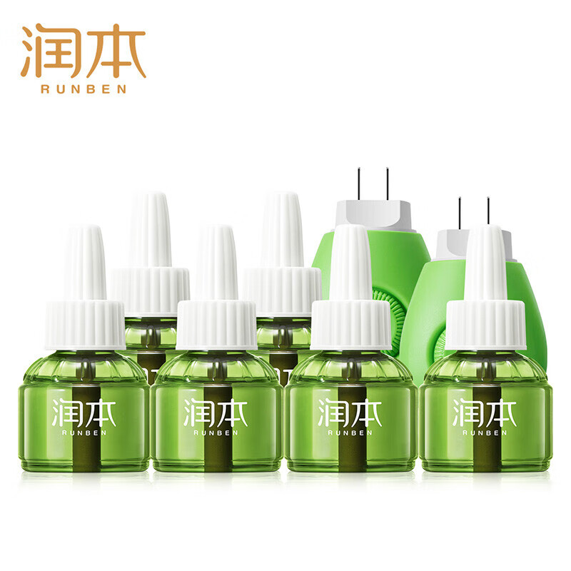 润本 蚊香液套装 蚊香液45ml*6瓶+加热器*2个 婴儿驱蚊水 大容量装 