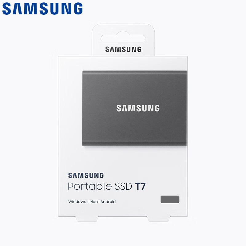 三星T7移动硬盘固态（PSSD）NVMe高速USB3.2 外接游戏硬盘迷你便携 T7 2T 灰色
