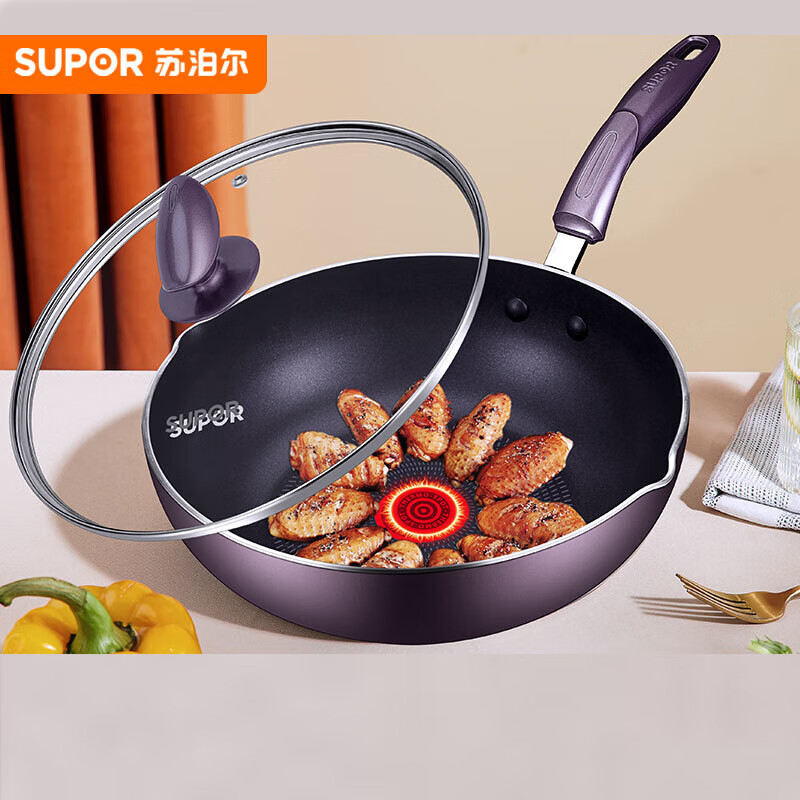 苏泊尔（SUPOR）炒锅 火红点不粘牛排平底煎锅 菜锅 电磁炉燃气通用 28cm PJ28R4 火红点不粘牛排煎锅28cm