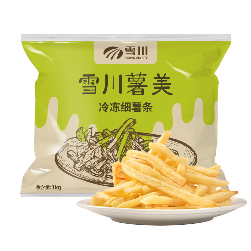 雪川食品（Snow Valley）原味薯美冷冻薯条半成品1/4细薯2斤/袋空气炸锅食材预制菜