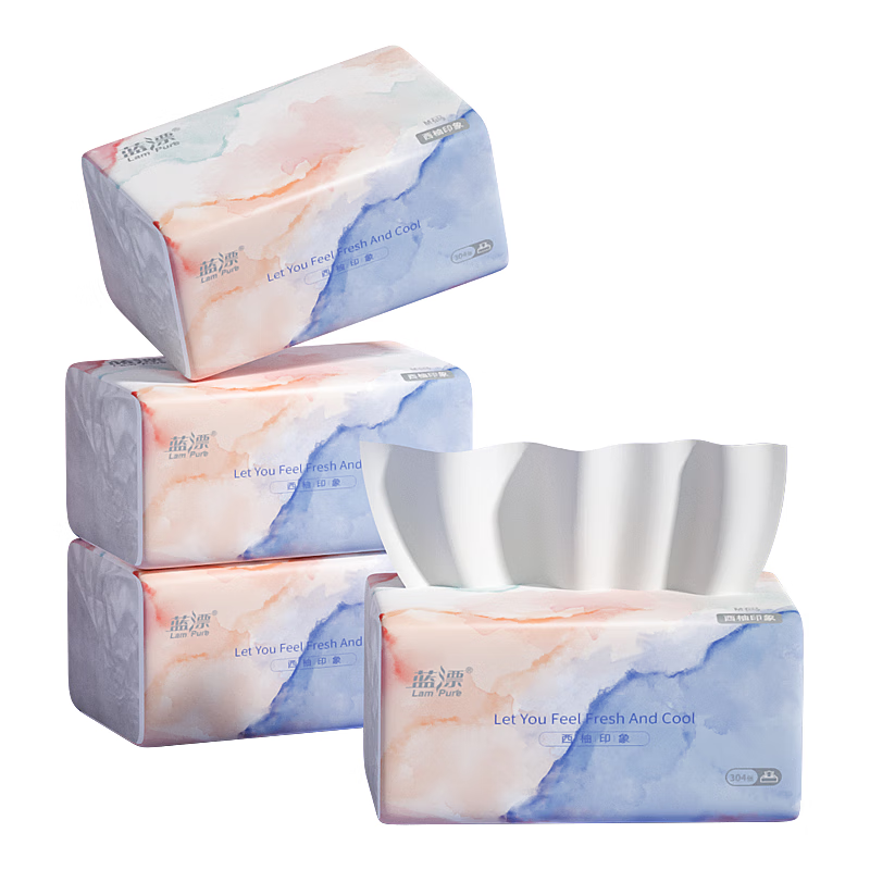 蓝漂  抽纸76抽4包加厚面巾纸LP-29176-A