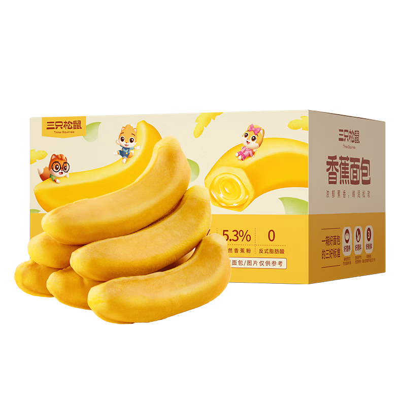 三只松鼠香蕉面包400g 夹心吐司手撕面包休闲零食办公室营养早餐代餐
