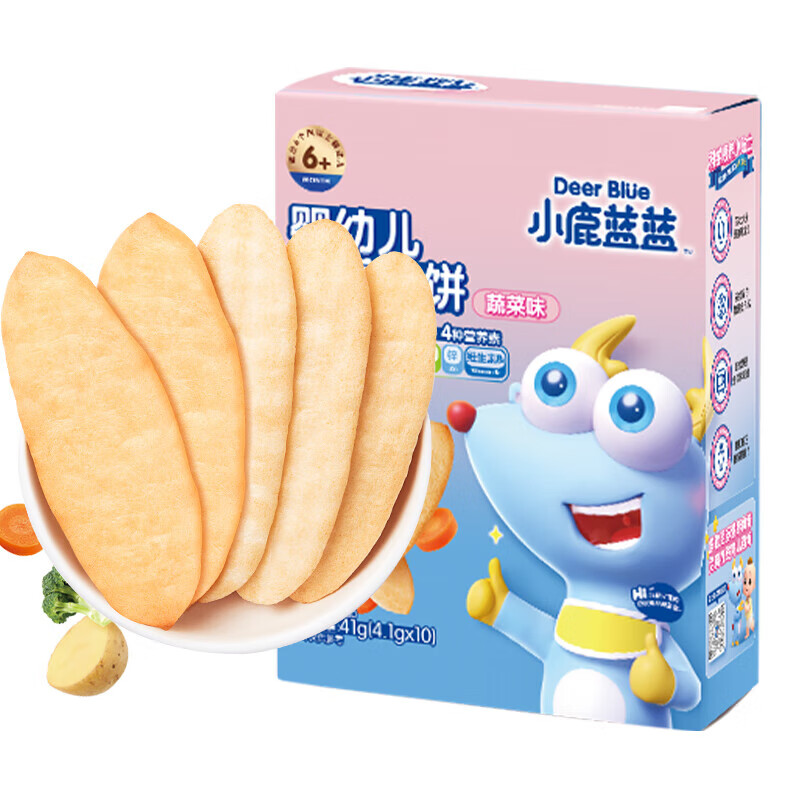 小鹿蓝蓝宝宝米饼蔬菜味 米饼婴儿零食营养儿童磨牙饼 41g/盒 