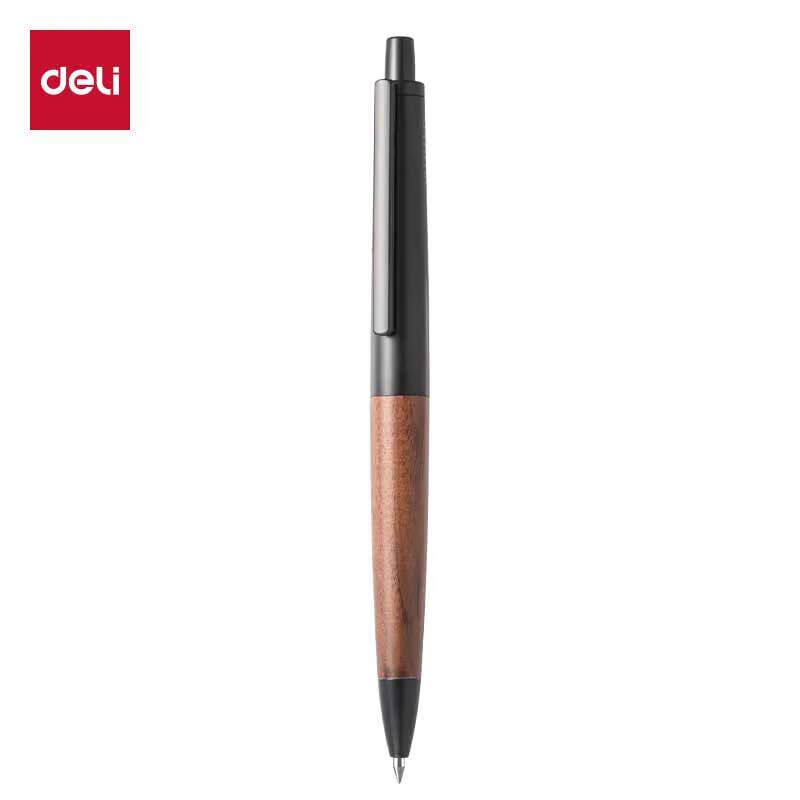 得力(deli)   A9PRO-10 臻顺滑金属按动中性笔宝珠笔 1.0mm签字笔商务高档男士用 子弹头1支/盒 玄墨色 A9PRO-10 