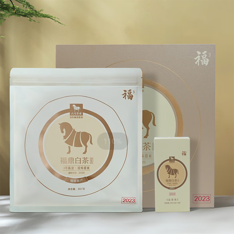 八马茶业 福鼎白茶 福系列3年白牡丹单饼 经典白茶饼 茶叶饼装357g
