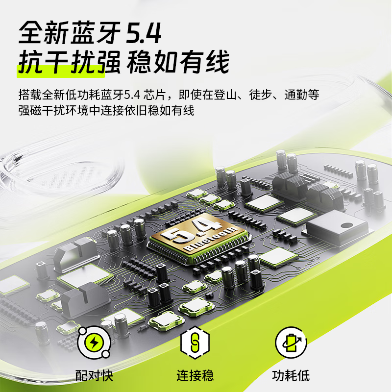 兰士顿蓝牙耳机挂耳式 开放不入耳骨传导概念 运动跑步骑行双麦降噪 AirFit 灵动白