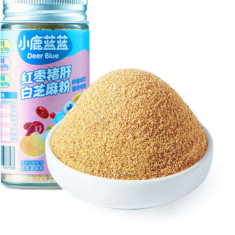 小鹿蓝蓝红枣猪肝白芝麻粉30g 高铁高钙含锌宝宝调味儿童拌饭佐料增香调味 钙铁锌红枣猪肝白芝麻粉30g