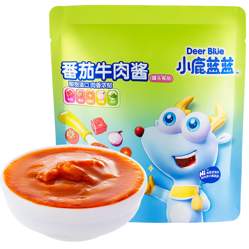 小鹿蓝蓝番茄牛肉酱180g辅食佐餐宝宝拌酱儿童意面调料调味料可拌面拌粥 【意面搭档】-番茄牛肉酱180g