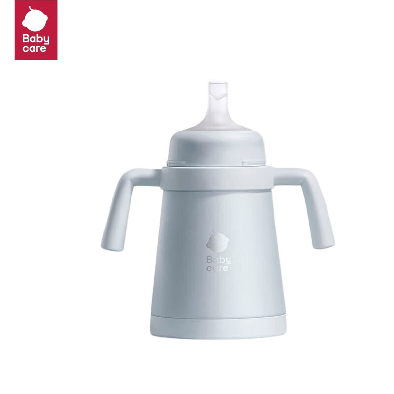 babycare 保温杯吸管不锈钢婴幼儿钛空水杯 【内钛外钢-抑菌款】冰川蓝 