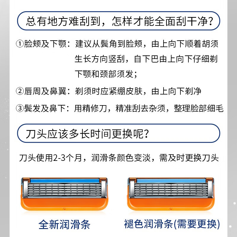 吉列 剃须刀刀片 锋隐手动8刀片 手动刮胡刀胡须刀刀片（不含刀架）