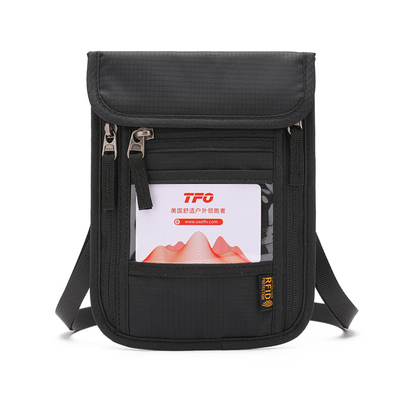 TFO 北美系列旅行证件包 多功能斜挎挂护照卡夹收纳包9802421 黑色 
