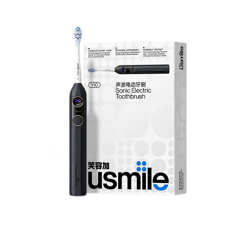 usmile笑容加电动牙刷 成人声波震动电动牙刷 情侣款Y10曜黑 