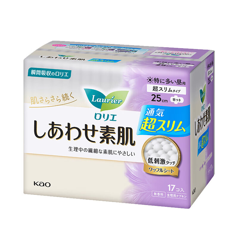 花王（KAO）乐而雅F系卫生巾敏感肌肤棉柔日用25cm*17片（18包）整箱 