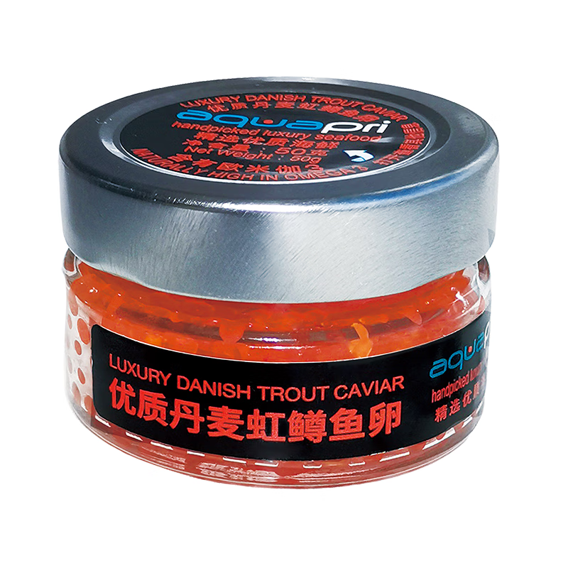 AquaPri丹麦虹鳟鱼籽 50g/罐 鱼子酱 即食鱼卵进口鱼籽 虹鳟鱼子酱50g