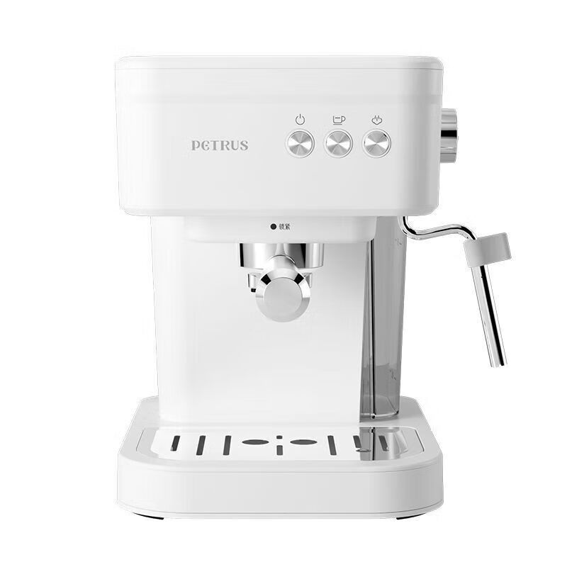 柏翠（petrus） PE2170 白色咖啡机意式全半自动浓缩小型咖啡机可蒸汽打奶泡 