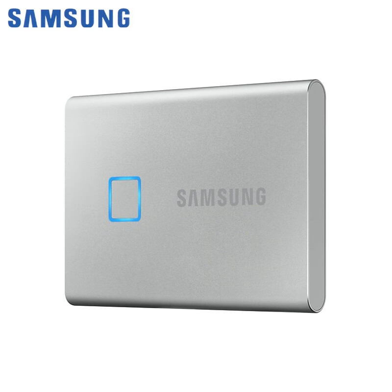 三星移动固态硬盘 三防移动硬盘 卡片大小 小巧便携 全国联保 T7 Touch USB3.2 时尚银指纹识别 4TB