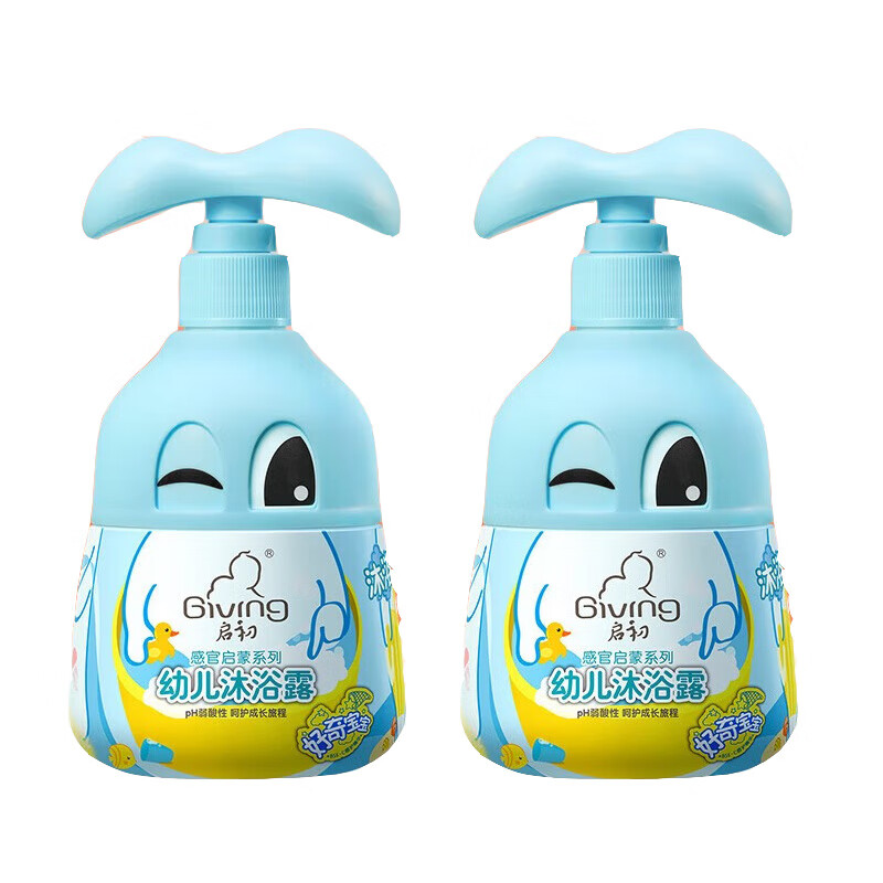 启初 GIVING 幼儿洗发沐浴露（好奇宝宝）280ml*2瓶 呵护肌肤 无泪配方 