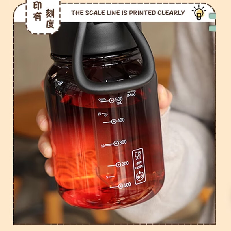 尚泰SHOTAY塑料杯700ml极光渐变水壶弹盖吸管水杯子ST-4288黑色