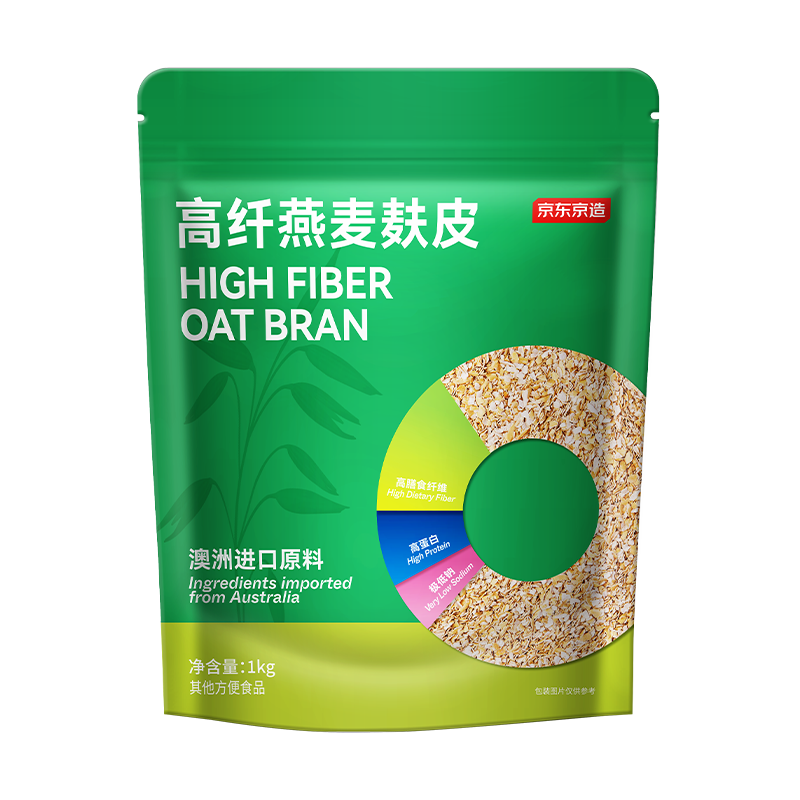 京东京造高纤燕麦麸皮1000g 燕麦片即食代餐营养早餐无额外添加蔗糖