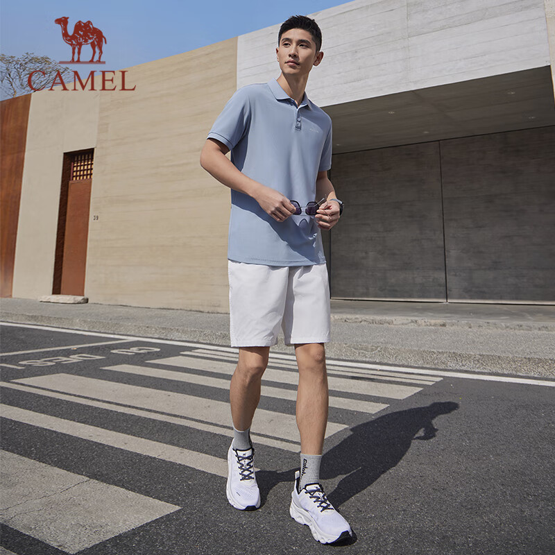 骆驼（CAMEL）速干透气运动短袖T恤男简约POLO衫 C13BA9Q6003B5 迷雾蓝 L