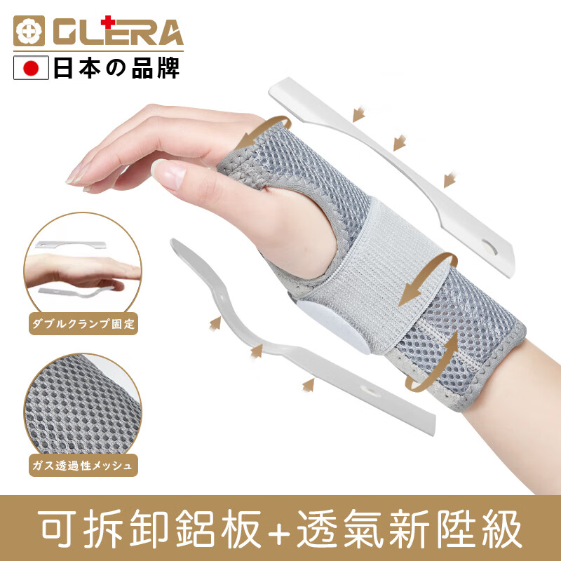 Olera腱鞘炎护腕医用级手腕骨折固定夹板护手腕扭伤腕关节支具康复护具 右手灰色均码-铝板加固支撑