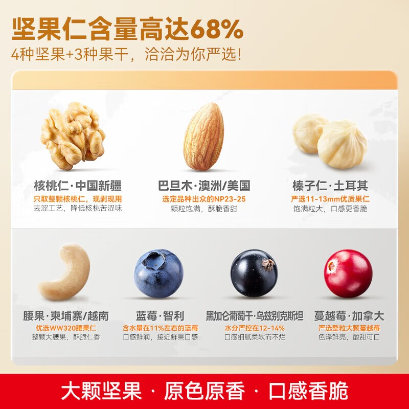 洽洽 小黄袋每日坚果750g/盒30袋装混合干果 健康营养美味回味无穷