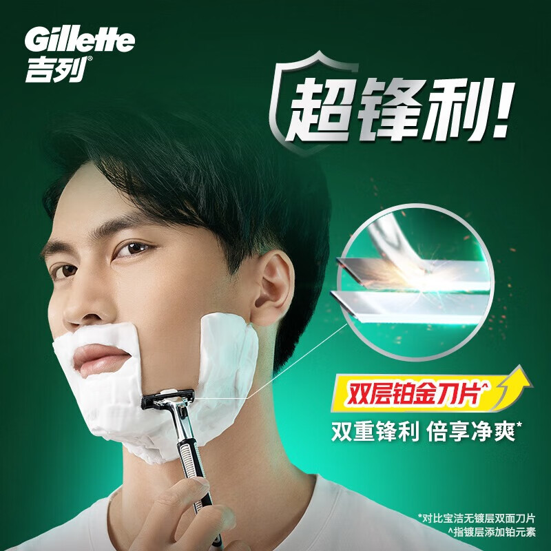 吉列剃须刀手动 威锋 1刀架6刀头刮胡刀手动