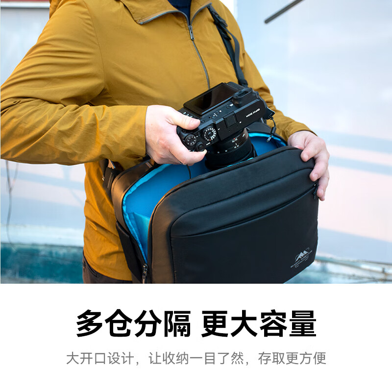 山木单肩摄影包10L香槟色 斜跨包单反微单数码收纳包骑行通勤背包防水耐磨存取快捷轻便相机包