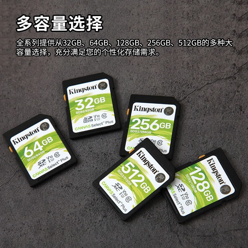 金士顿（Kingston）SD卡相机存储卡单反微单相机内存卡 class10 SDS2/256GB【V30丨读速100MB/s】