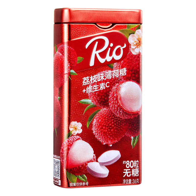 Rio无糖薄荷糖荔枝味36g 清新口气口香糖维C糖果零食