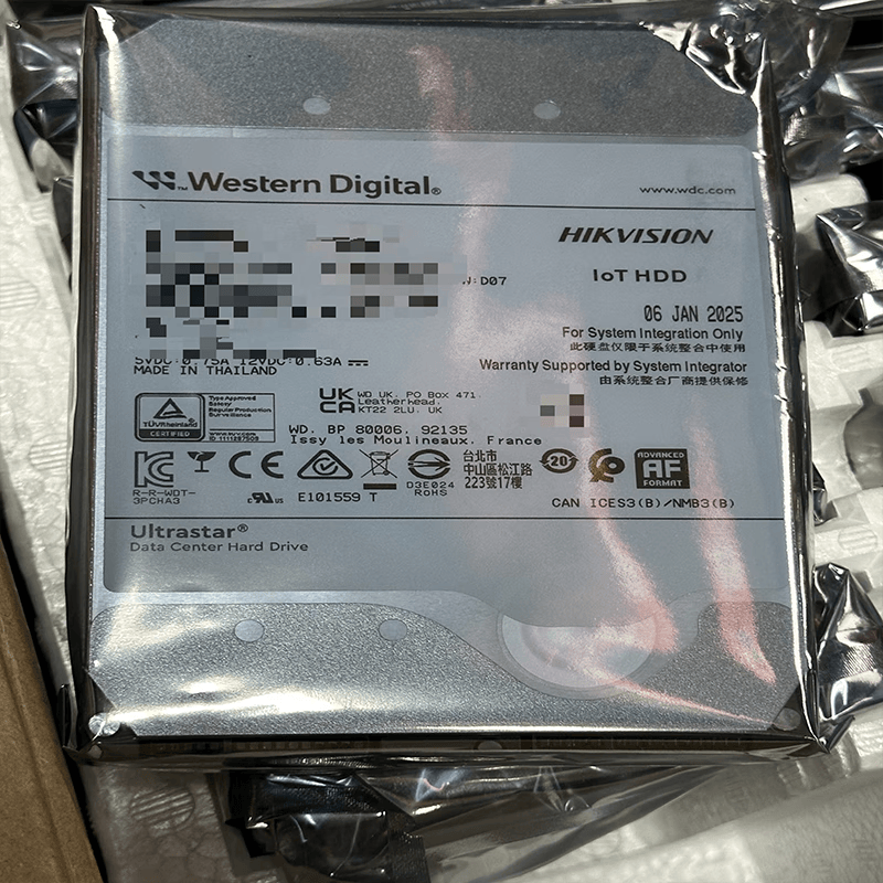 海康威视HIKVISION安防监控 硬盘录像机专用硬盘 12TB企业7200转速 支持RAID 3.5 HDD,12TB,7200RPM,512MB