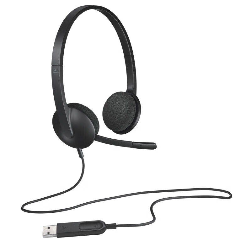 罗技（Logitech）H340 立体声USB耳机耳麦 办公学习视频会议耳机 电脑笔记本耳麦 黑色