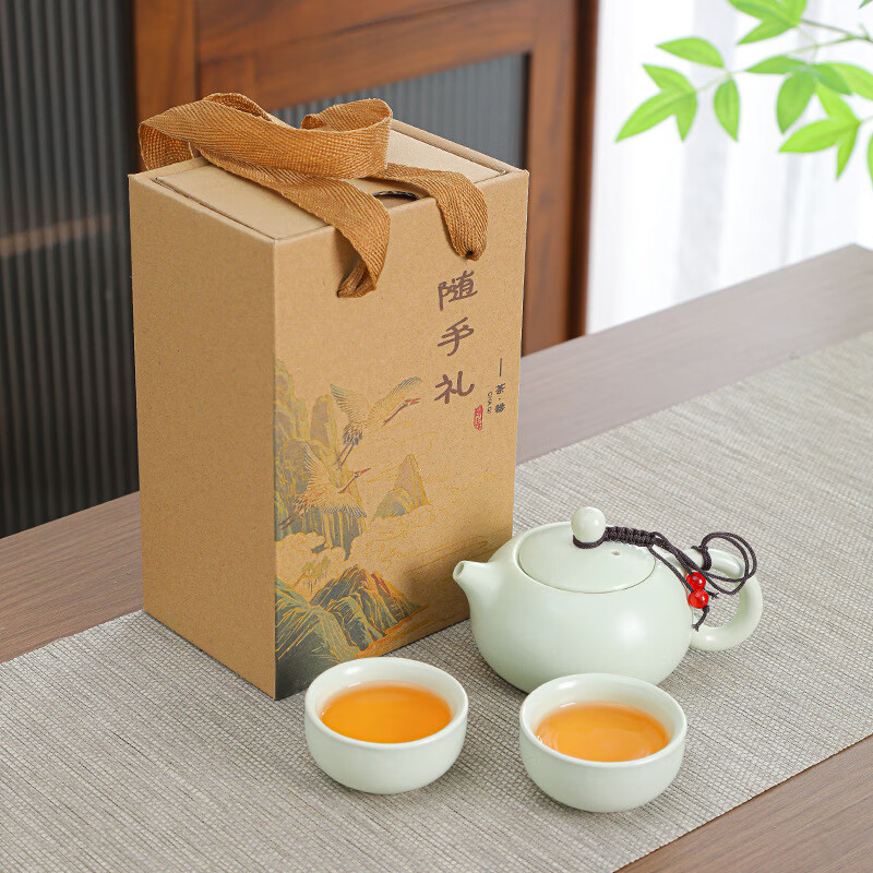 水西便携式旅行功夫茶具套装家用简约 西施壶白色一壶二杯-环保礼盒*2