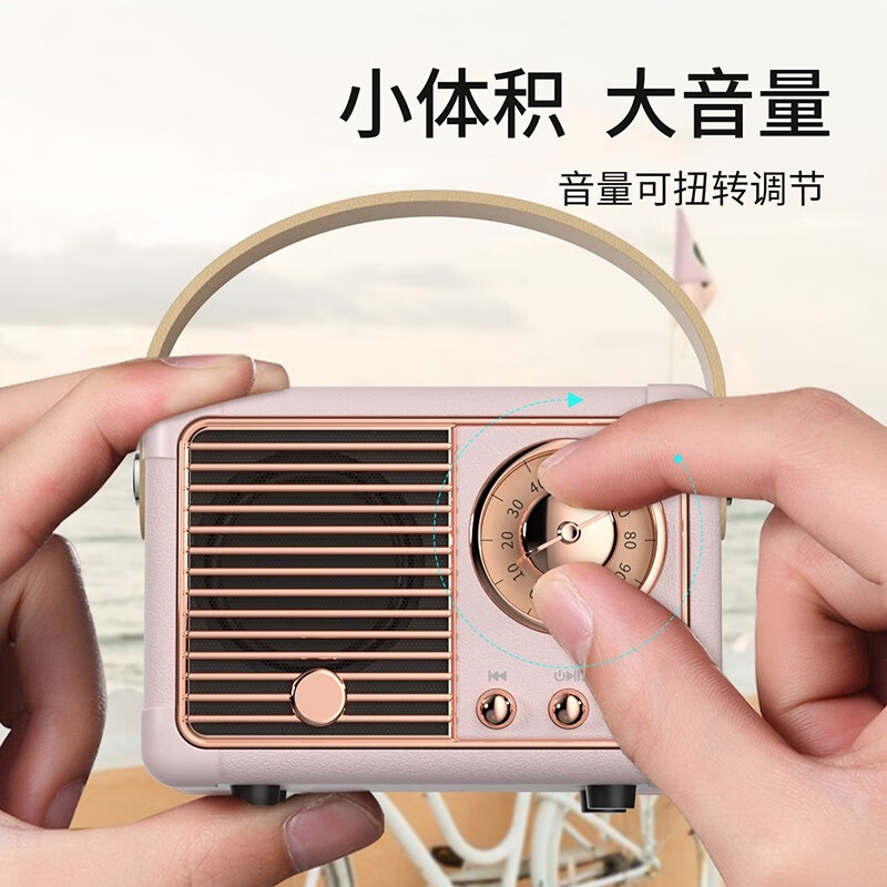 巴赫约翰（bach johann）HM11复古蓝牙小音响无线迷你怀旧老式收音机重低音炮少女心网红音箱 【二代】粉色