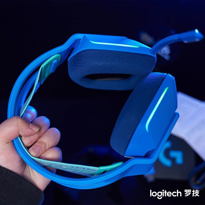 罗技（Logitech）无线游戏耳机RGB炫彩7.1环绕声头戴式电竞降噪BLUE麦克风FPS吃鸡耳麦轻量化 G733白色 