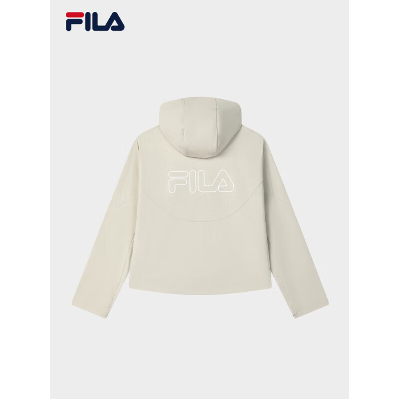 斐乐（FILA）官方女梭织外套2025春新时尚休闲简约宽松连帽上衣院石灰2XL