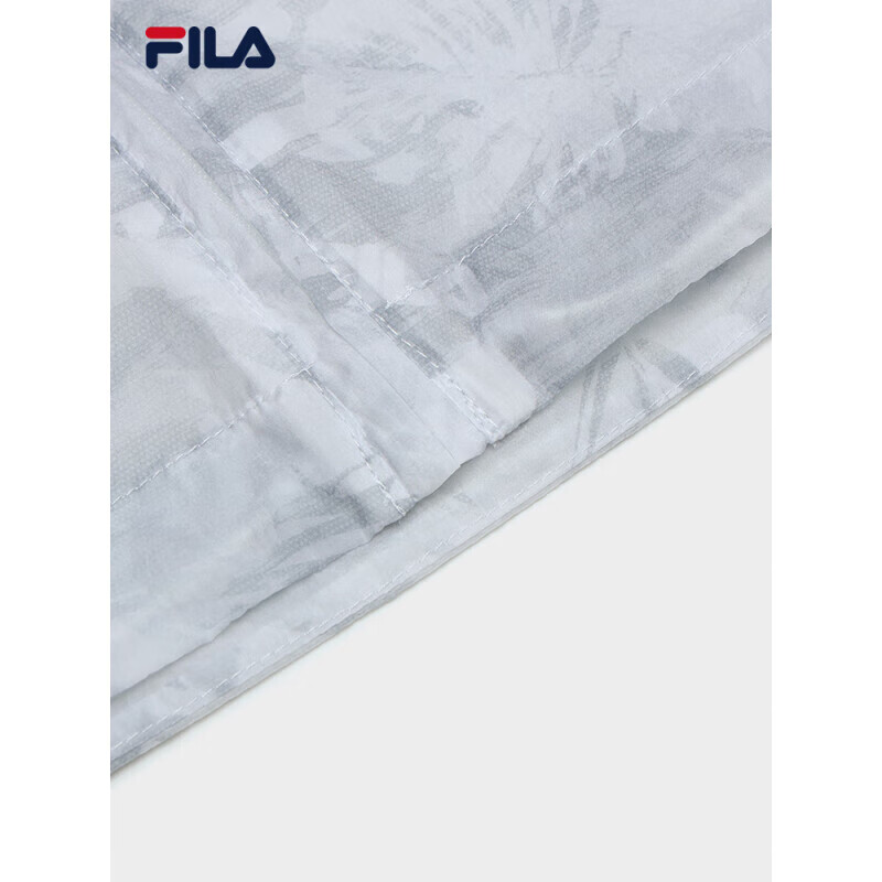 斐乐（FILA）官方女梭织外套2025夏新时尚休闲宽松满印连帽上衣大地灰XL