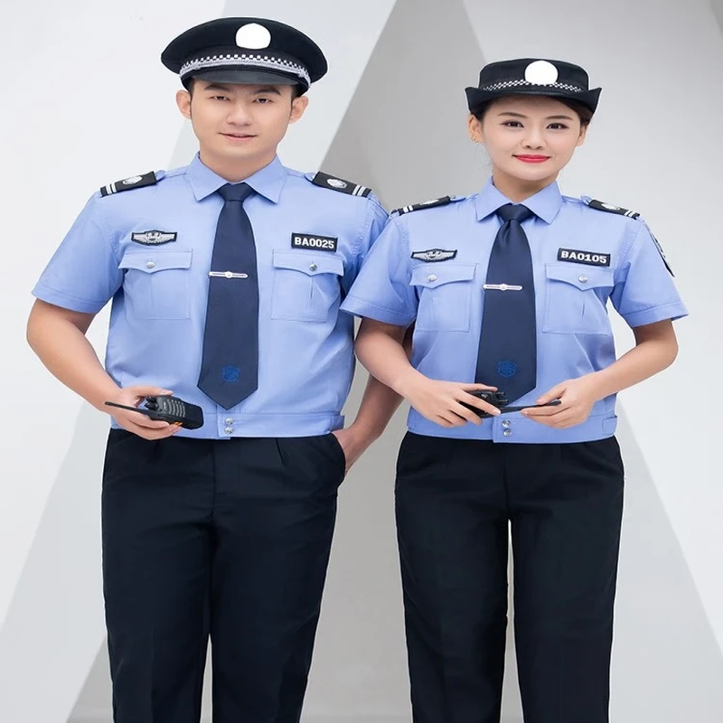 诺丁秀新式保安工作服夏装浅蓝短袖+裤子+标贴 橙色