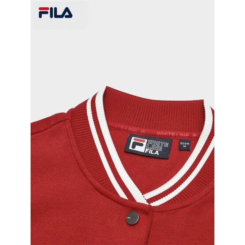 斐乐（FILA）官方女针织长袖外套2025春新时尚休闲舒适棒球服节奏红2XL