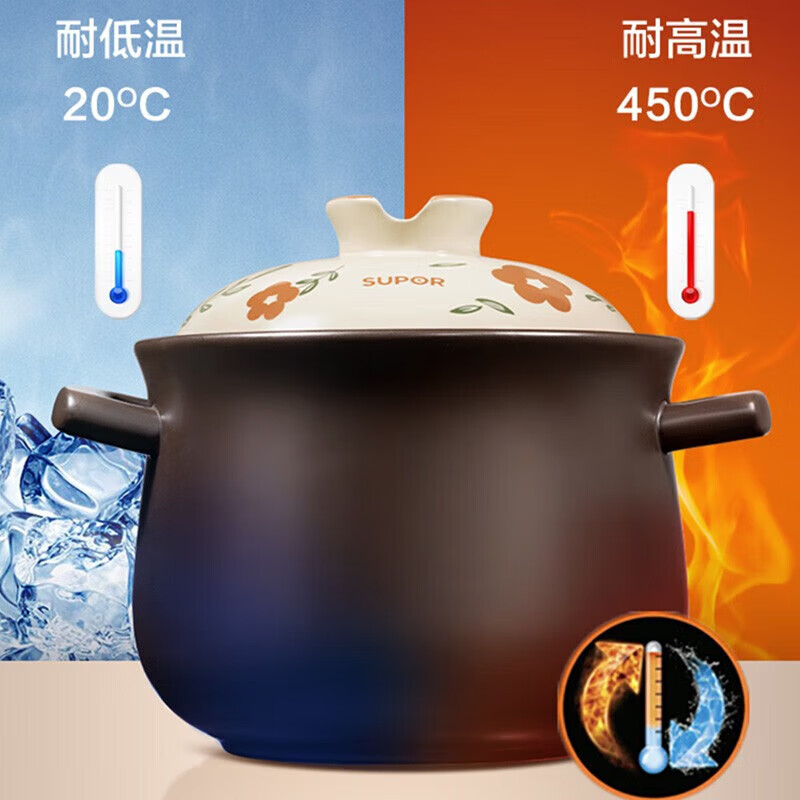 苏泊尔（SUPOR）砂锅陶瓷煲 6L大容量汤炖锅煲汤养生煲仔饭燃气灶明火专用 TB60A3