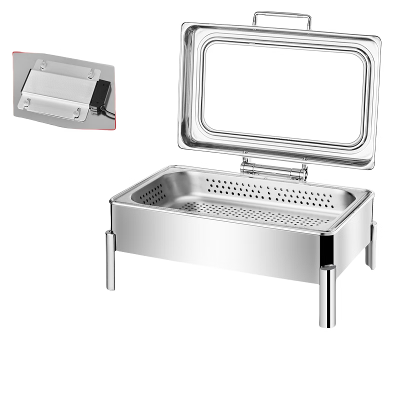 炜杰兴不锈钢液压加热保温餐炉定制高脚长方形单格冲孔9升/电加热