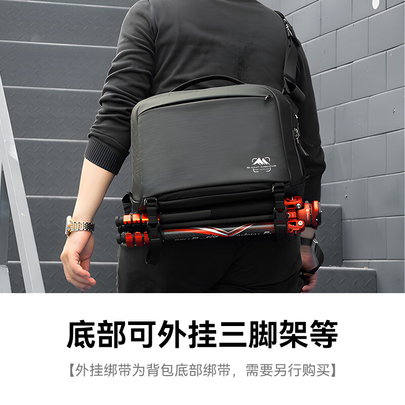 山木单肩摄影包10L香槟色 斜跨包单反微单数码收纳包骑行通勤背包防水耐磨存取快捷轻便相机包