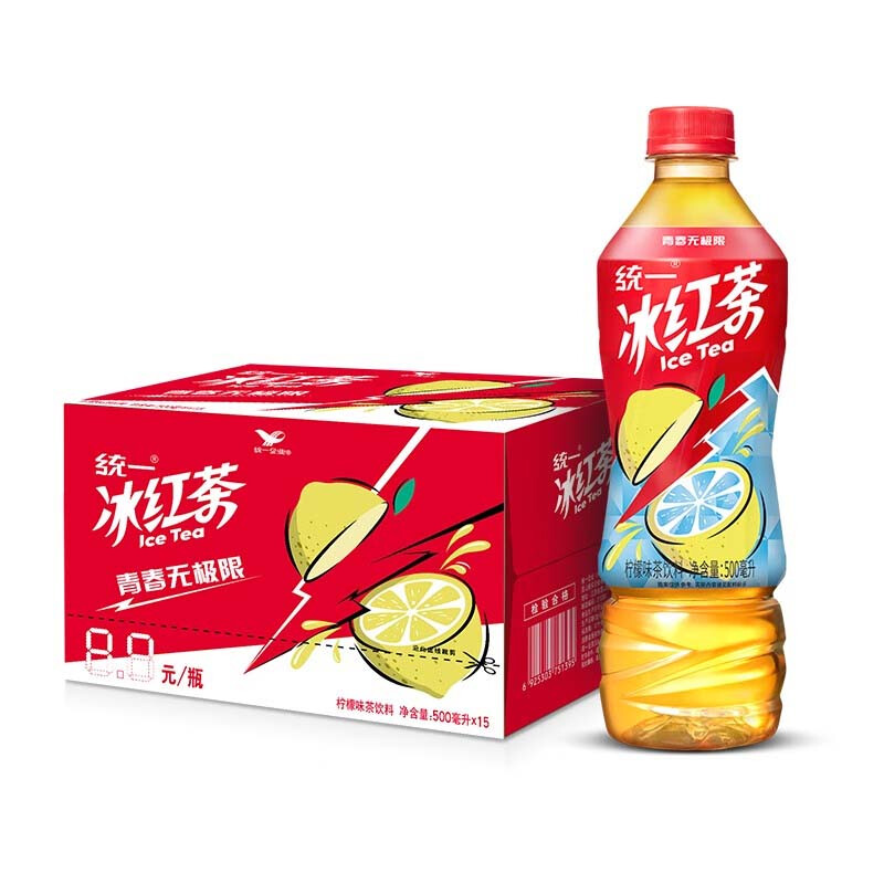 统一 冰红茶500mL*15瓶 饮料饮品 量贩装整箱装 新老包装随机发