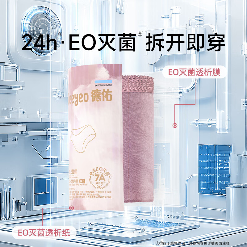 DEEYEO 女性护理7A级女士缤纷一次性内裤经期免洗内裤 7条/包 M码*2包