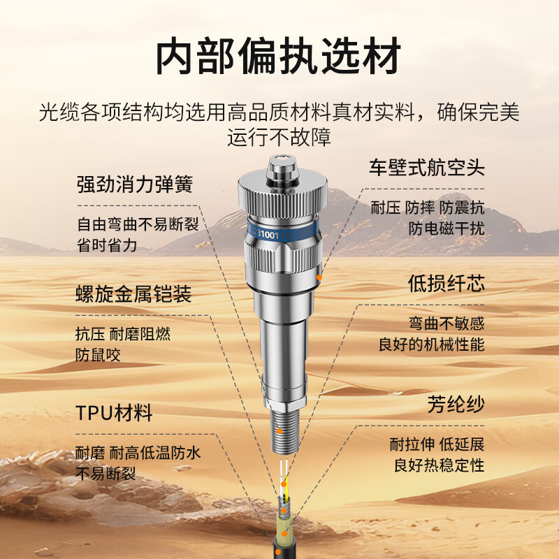 中天恒科 两芯2芯J599航空插头转FC 室外野战光缆转接线10米 ZT-2J599-FC10