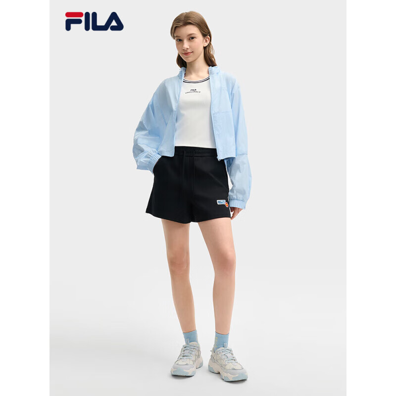 斐乐（FILA）官方女梭织外套2025夏新时尚休闲简约宽松防晒上衣天晴蓝S