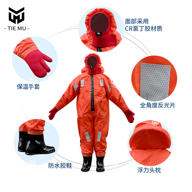 铁穆 船用保温服 成人抗浸救生服CCS保温服  I型 M（正常175）